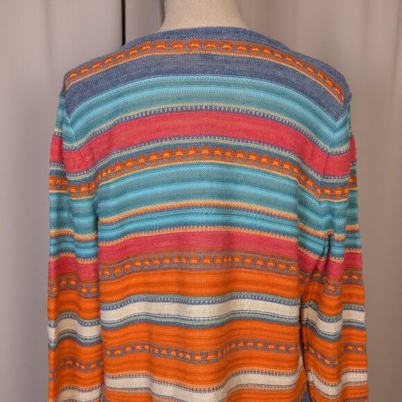Ralph Lauren Cotton and Linen Striped Sweater Orange and Blue Size XL - Picture 7 of 9